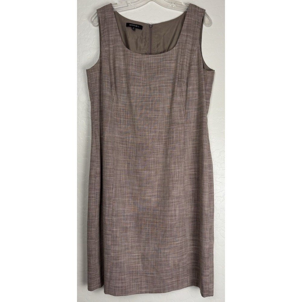 Lafayette 148 New York Wool Blend Sleeveless Shift Dress Sz 12 Brown‎ 1977